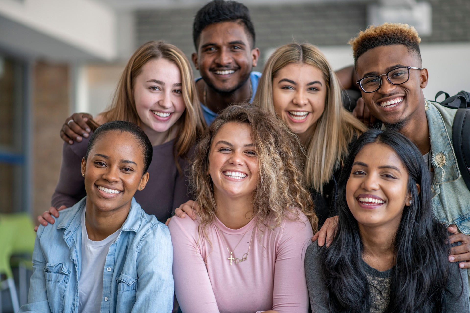 Multi-Ethnic Group of University Students Posing